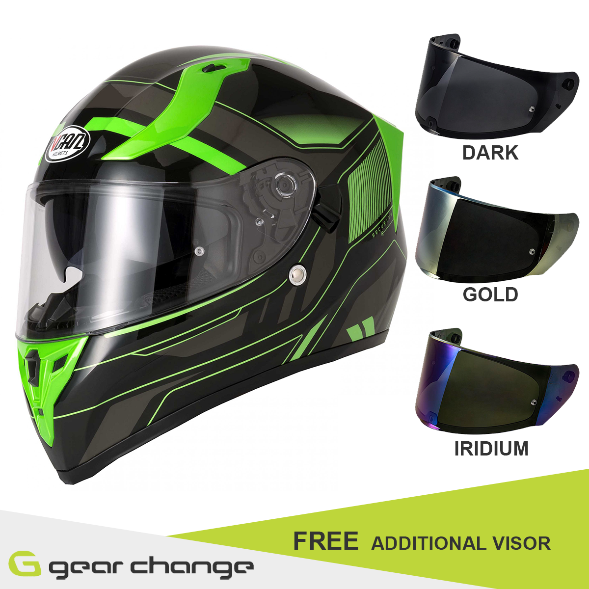 Vcan H128 - Helvet Green - Free Additional Visor