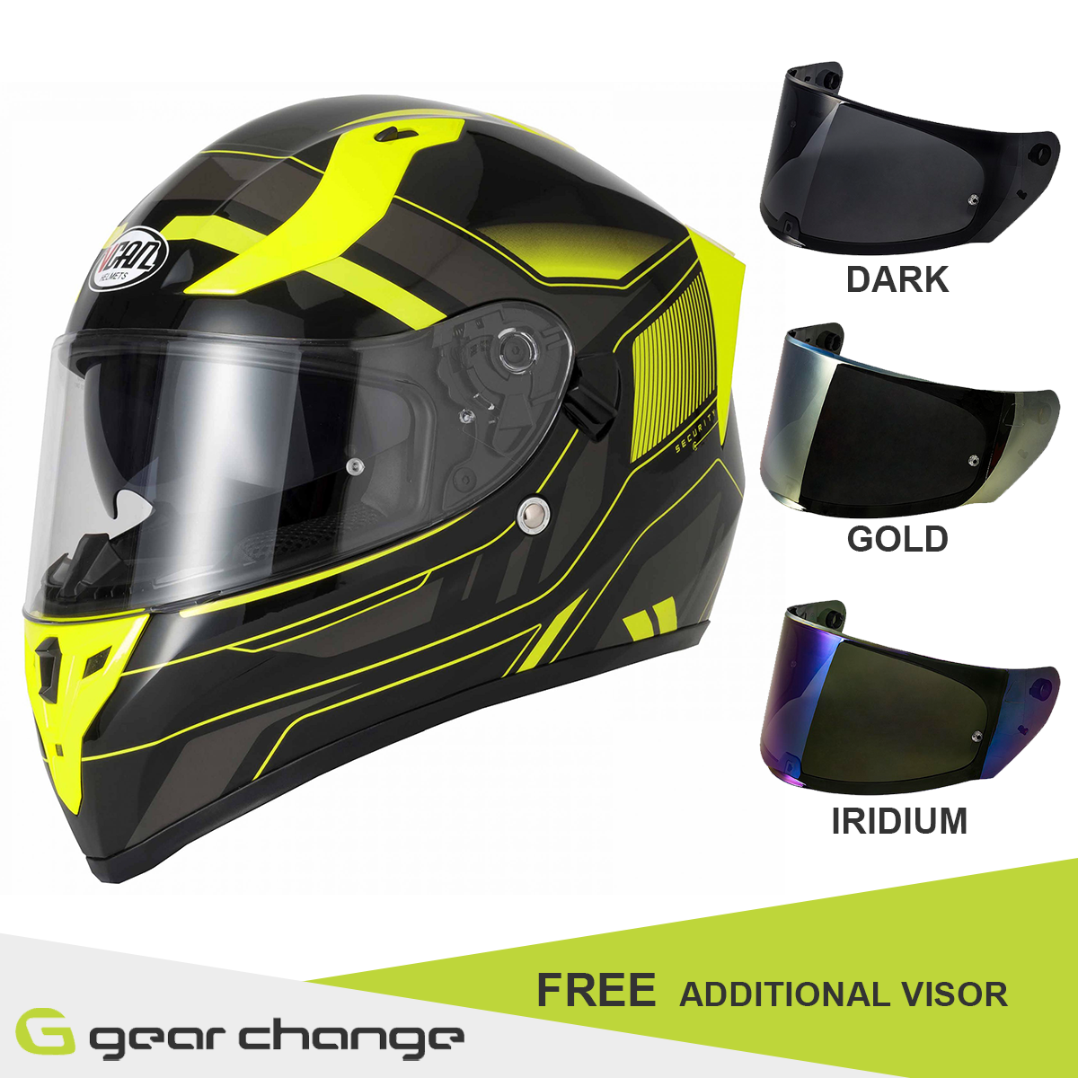 Vcan H128 - Helvet Yellow  - Free Additional Visor