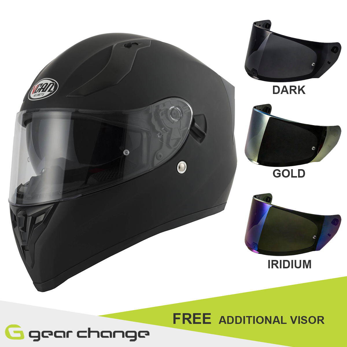 Vcan H128 - Matt Black - Free Additional Visor