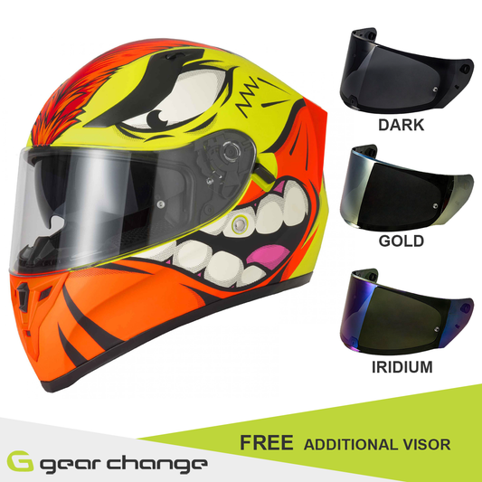 Vcan H128 - Mohawk Yellow/Orange  - Free Additional Visor