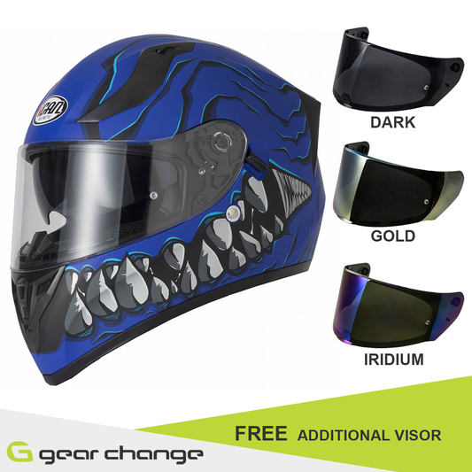 Vcan H128 - Mordhi Blue - Free Additional Visor