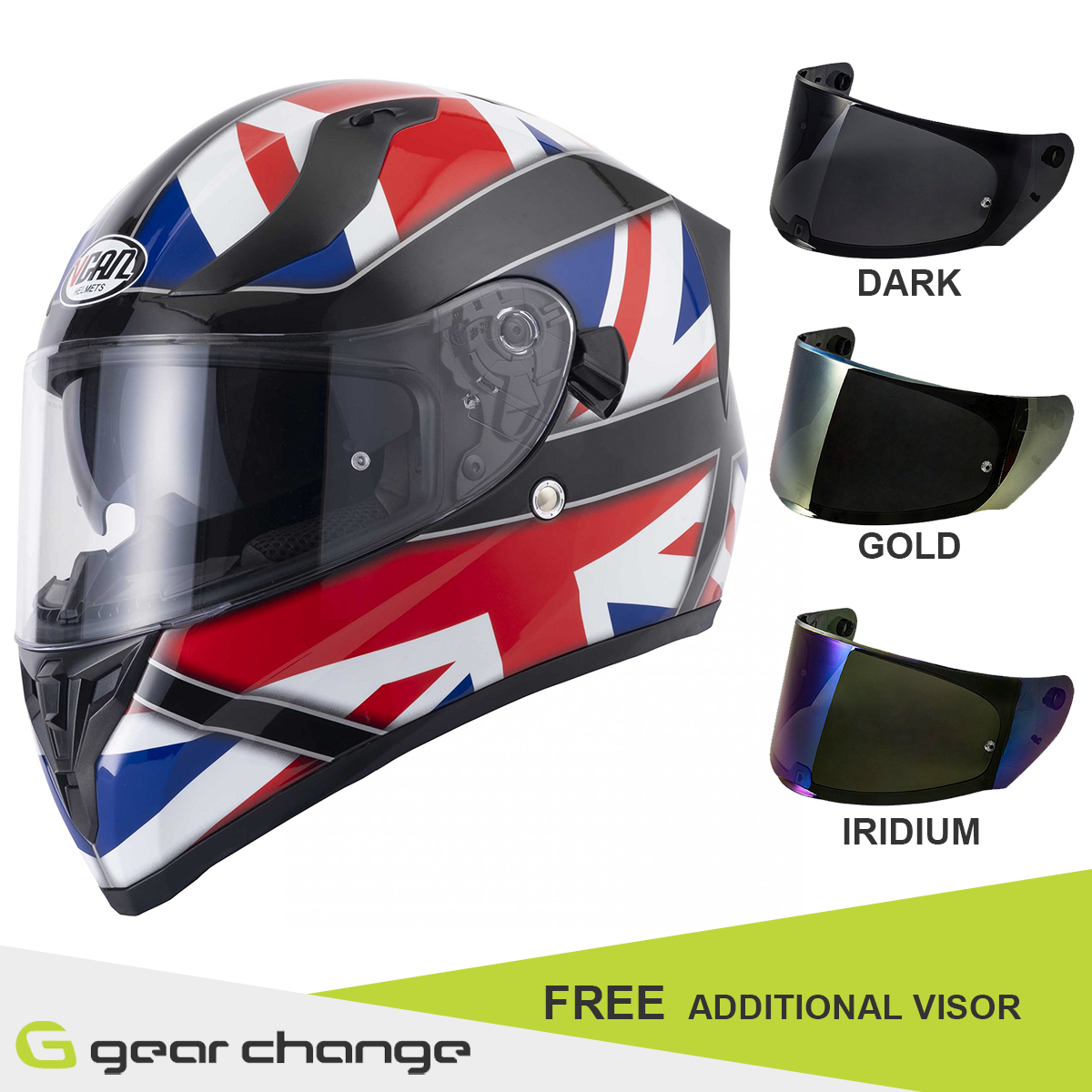 Vcan H128 - Union Jack - Free Additional Visor