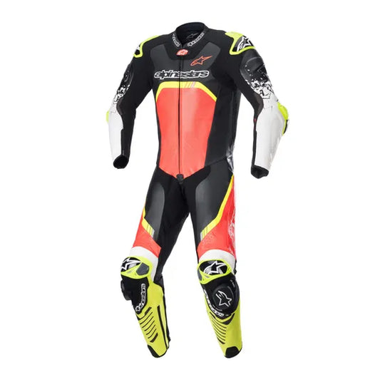 Alpinestars GP Tech V4 Leather Suit - Black|Fluo Red/Fluo Yellow