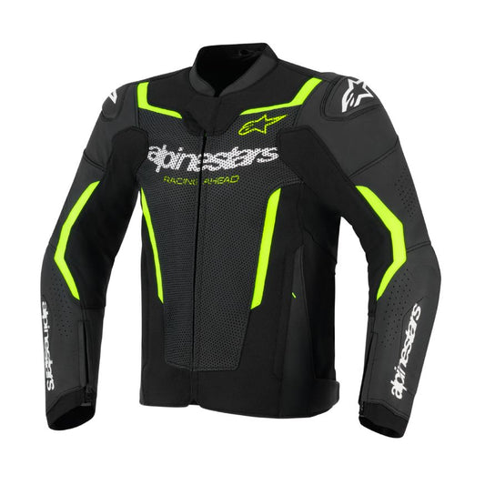 Alpinestars GP Force V2 AirFlow Leather Jacket - Black Yellow Fluo