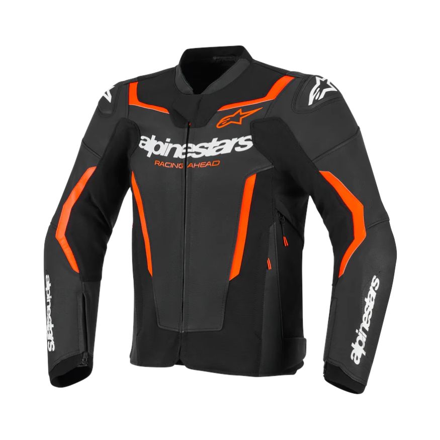 Alpinestars GP Force V2 Leather Jacket -Black Red Fluo