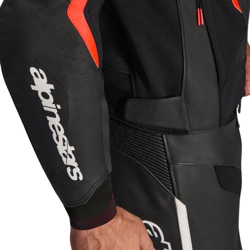 Alpinestars GP Force V2 Leather Jacket -Black Red Fluo