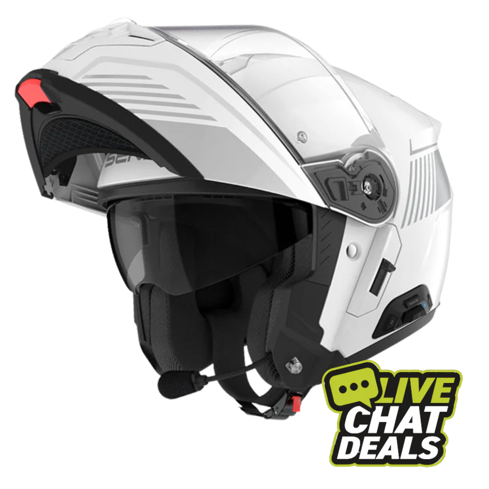 Sena Specter Smart Flip-Up Helmet with Mesh Comms Glossy White