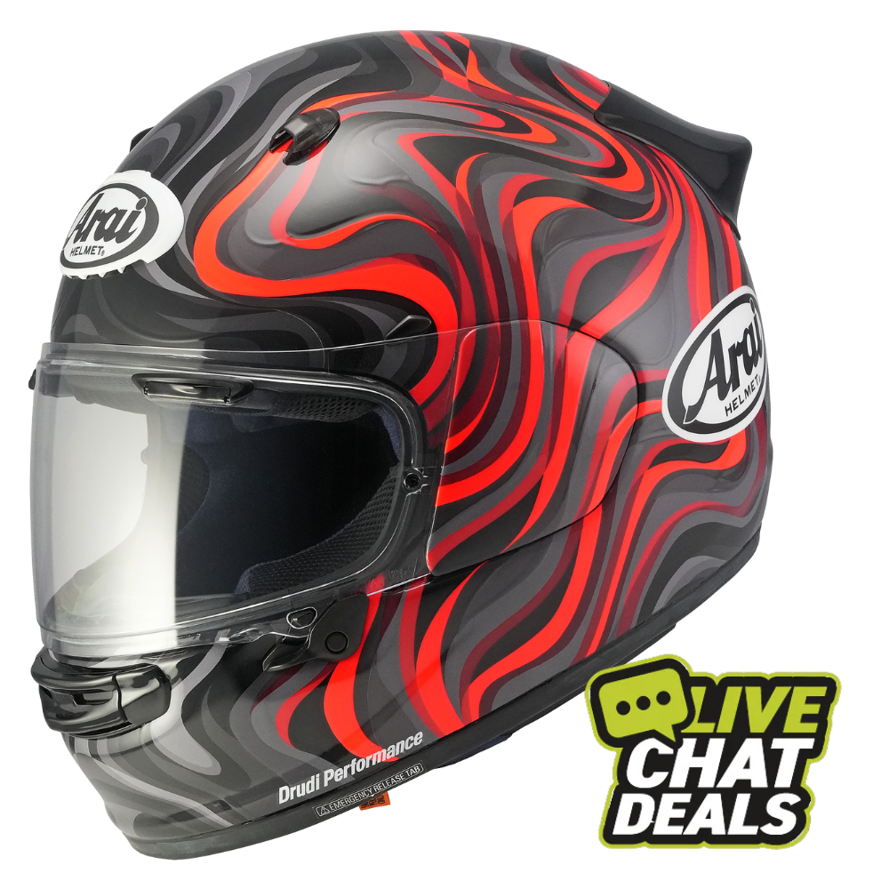 Arai quantic swirl red motorcycle helmet