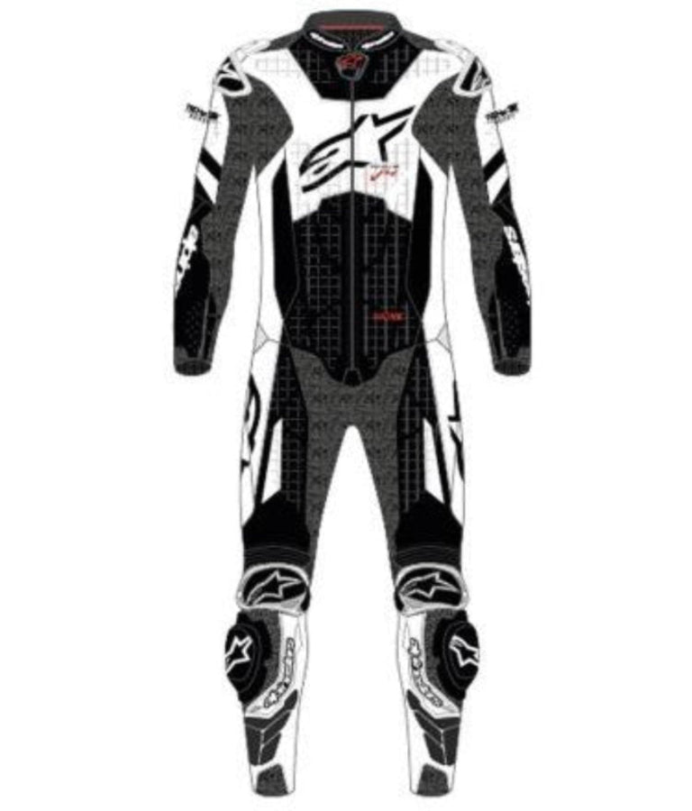 Alpinestars Gp Plus V4 Sprint 1Pc Leather Suit Black White Red Fluo