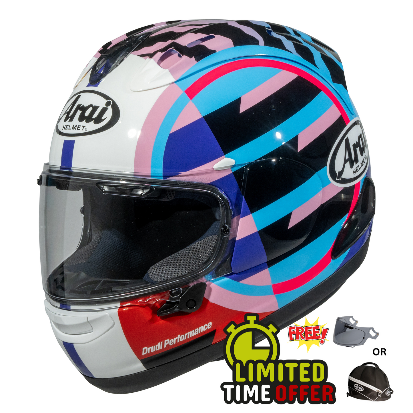 Arai RX-7V Evo Spectre Cyan - Free Dark Visor OR Pod Bag -