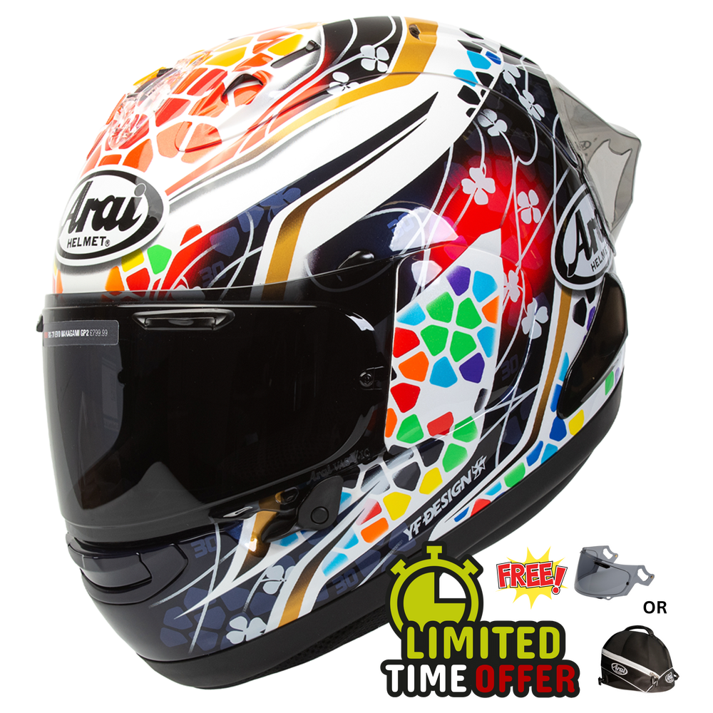 Arai Arai RX-7V Evo - Nakagami GP2 - Slight Box Damage - MEDIUM - Front View