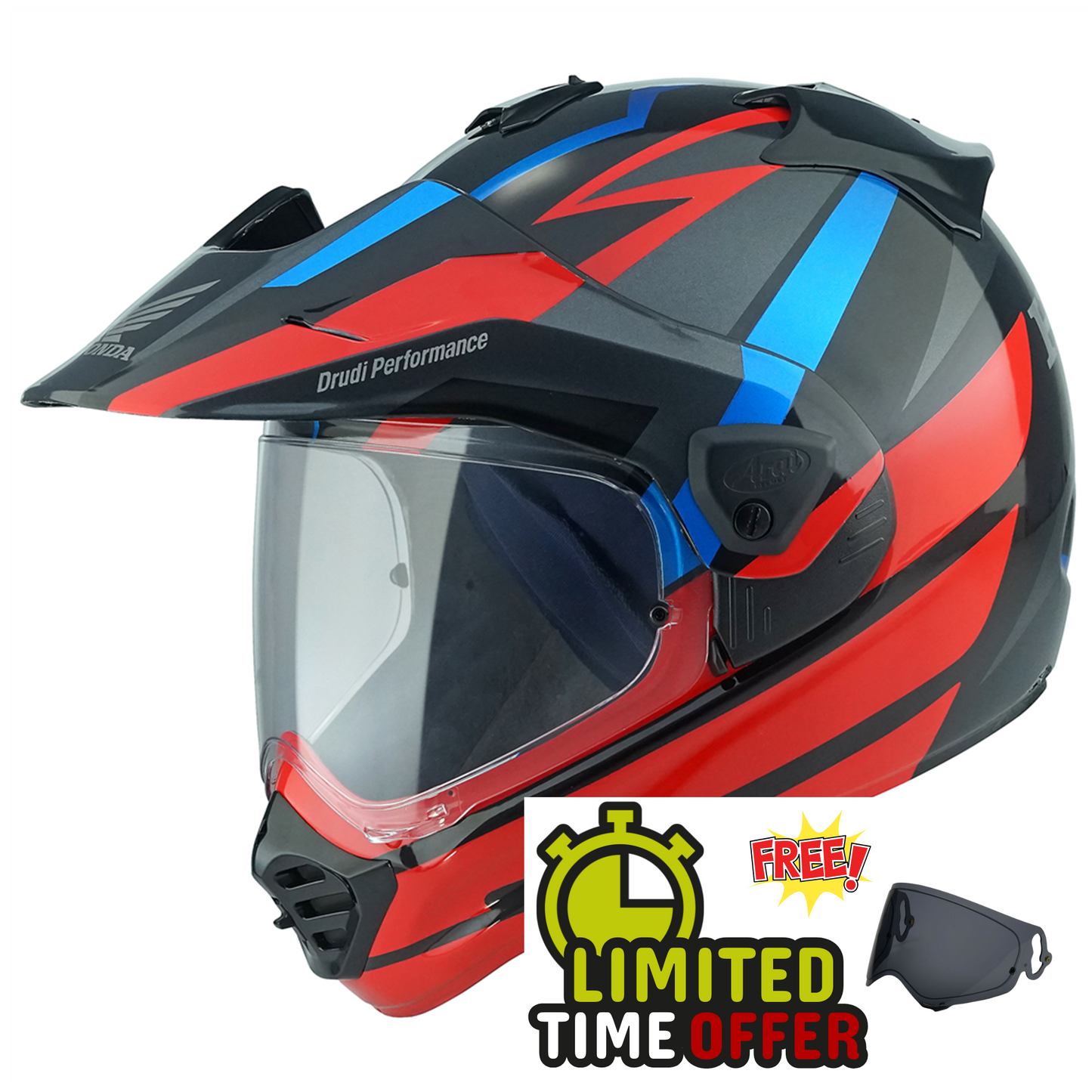 Arai Arai Tour-X5 Honda Africa Twin Black / Red - Free Dark Visor & Intercom - Rear View