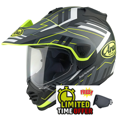 Arai Arai Tour-X5 Trail Helmet - Yellow - Free Dark Visor & Intercom - Rear View