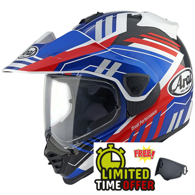 Arai Arai Tour-X5 Trail Motorcycle Helmet  - Blue - Free Dark Visor & Intercom - Rear View