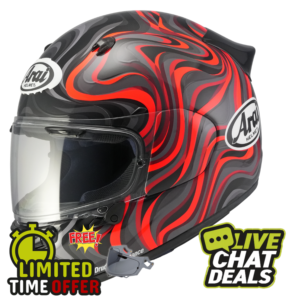 Arai quantic swirl red motorcycle helmet