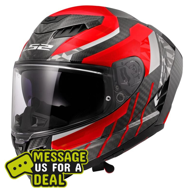 LS2 LS2 FF807 DRAGON TRAX RED   (Includes Additional Dark Visor) - Front View