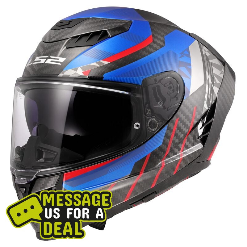 LS2 LS2 FF807 DRAGON TRAX BLUE RED (Includes Additional Dark Visor) - Front View