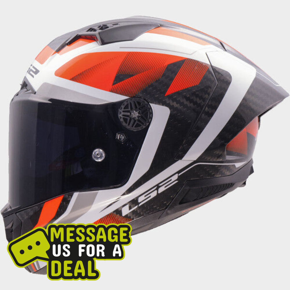 LS2 LS2 FF805 THUNDER GP AERO RAUTE WHITE RED-06 (Includes Additional Dark Visor) - Front View