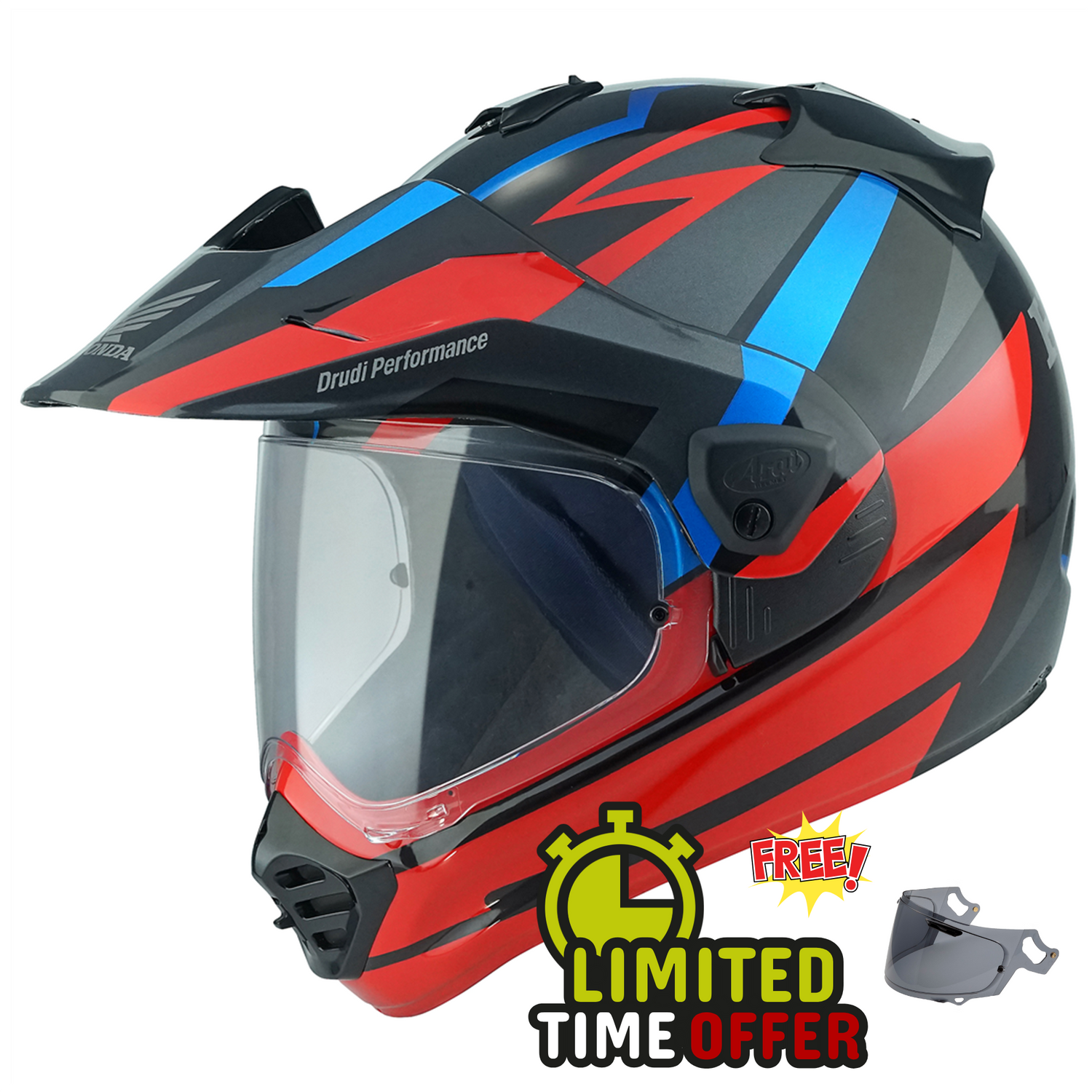 Arai Arai Tour-X5 Honda Africa Twin Black / Red - Free Dark Visor & Intercom - Rear View