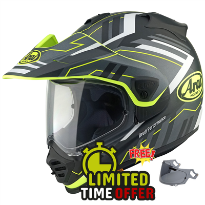 Arai Arai Tour-X5 Trail Helmet - Yellow - Free Dark Visor & Intercom - Rear View