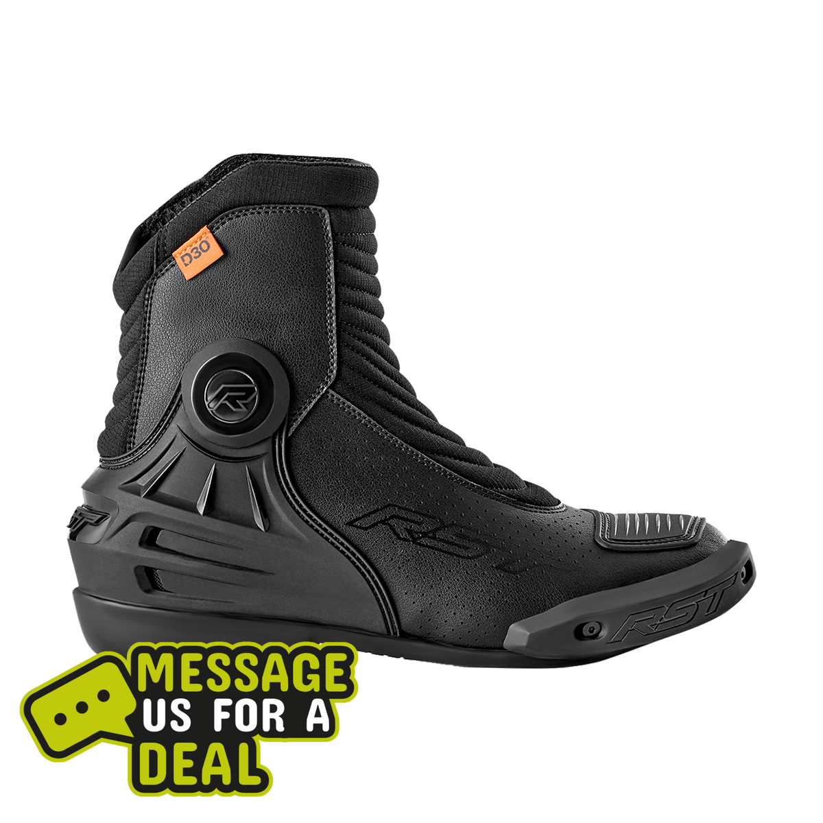 RST RST Tractech Evo Short D30 Boots - Black - Front View