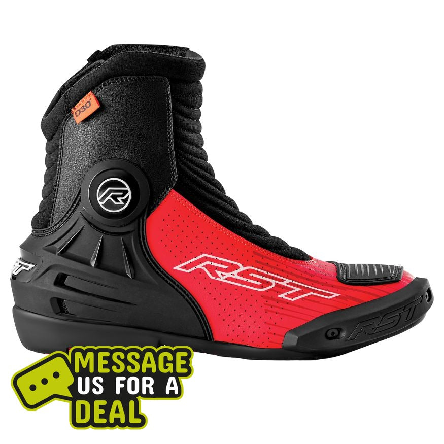 RST RST Tractech Evo Short D30 Boots - Black / Fluo Red - Front View