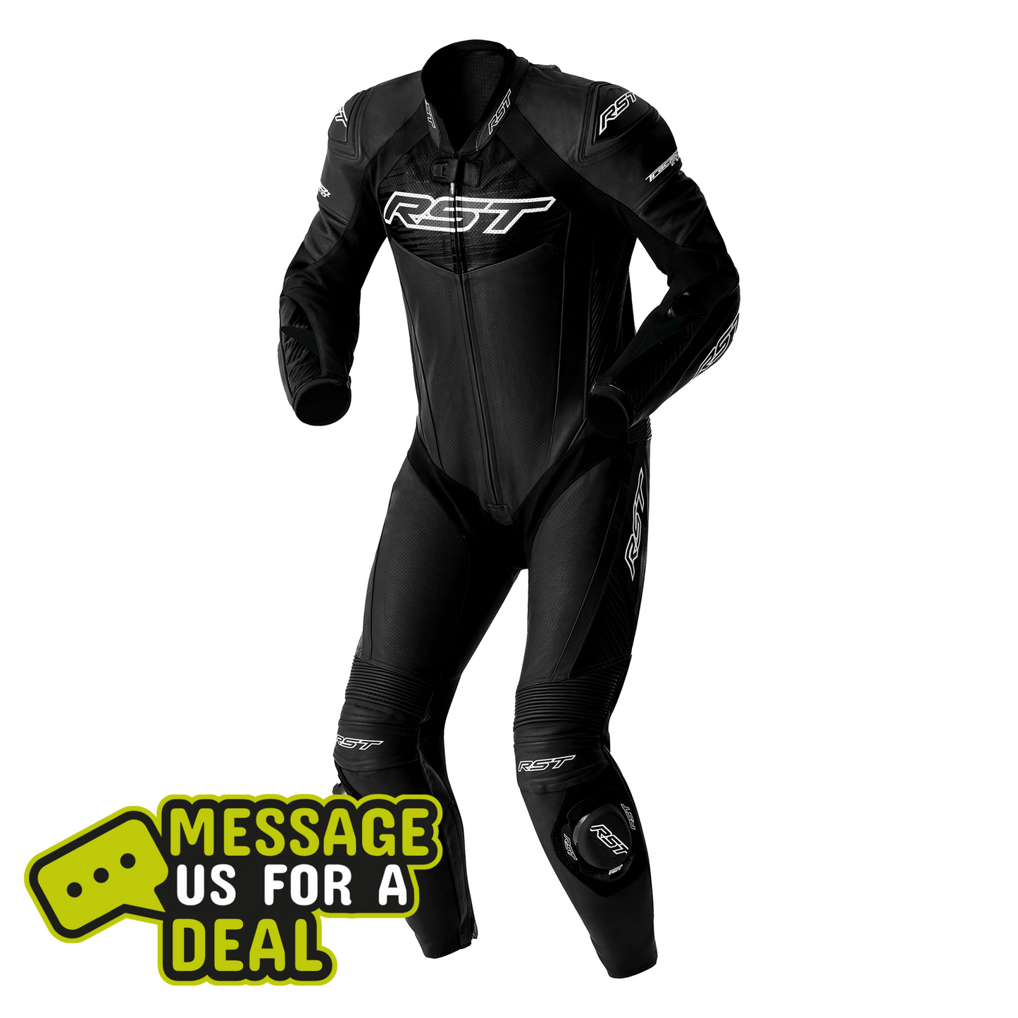 RST RST Tractech Evo D30 Leather Suit Black / White - Front View