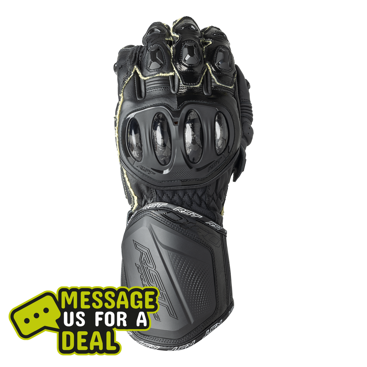 RST RST Pro Series GP D30 Gloves Black / Black - Front View