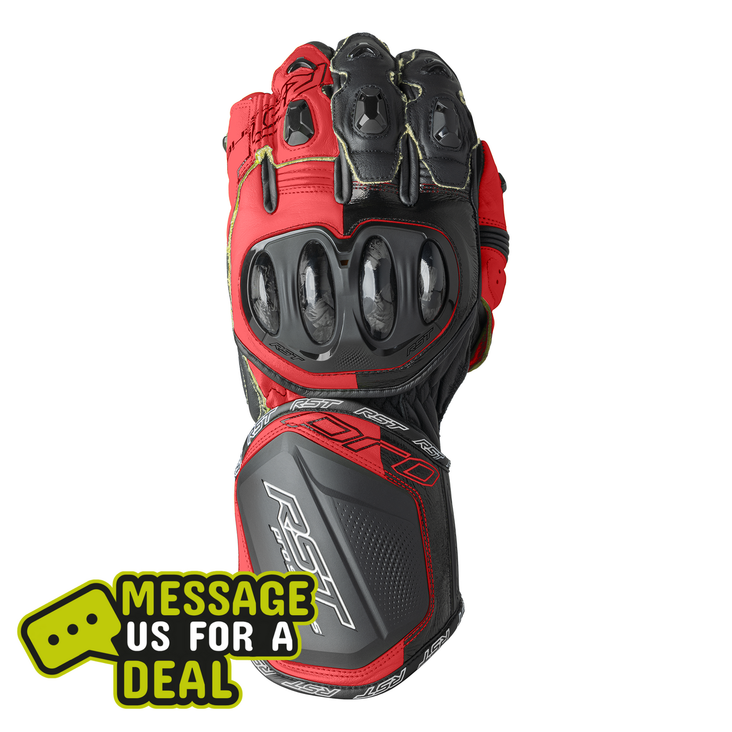 RST RST Pro Series GP D30 Gloves Black / Flu Red - Front View