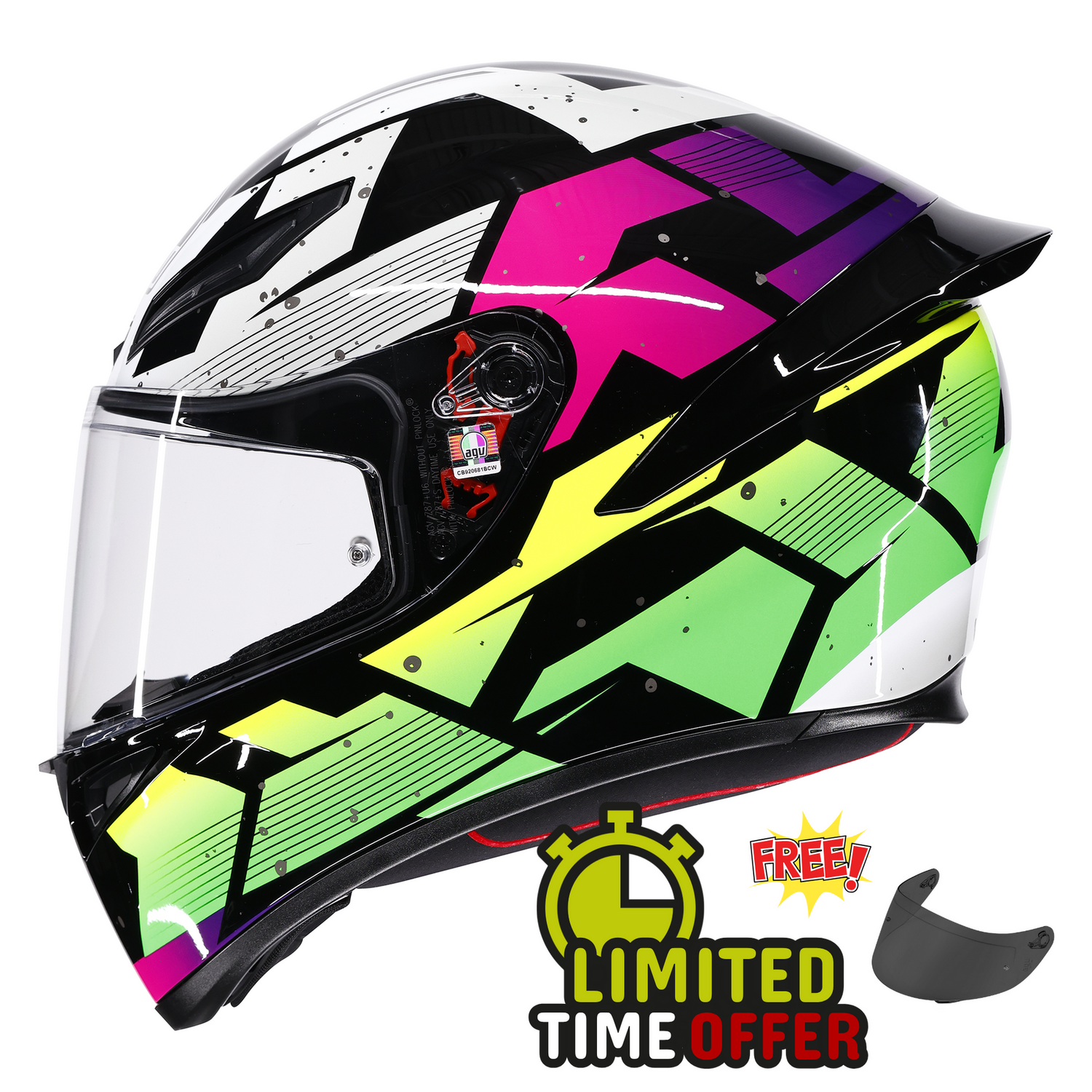 AGV AGV K1-S Punkpulse Black / Purple / Lime - Front View