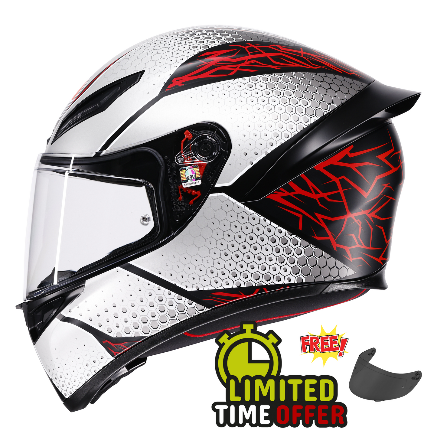 AGV AGV K1-S Speedarmour Matt Black / Grey /Red - Front View