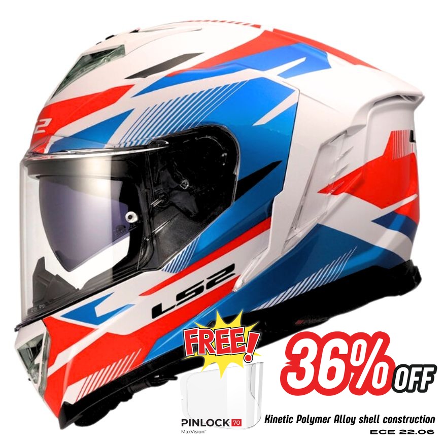 LS2 LS2 FF818 STORM III KOMAI WHITE BLUE RED - Front View