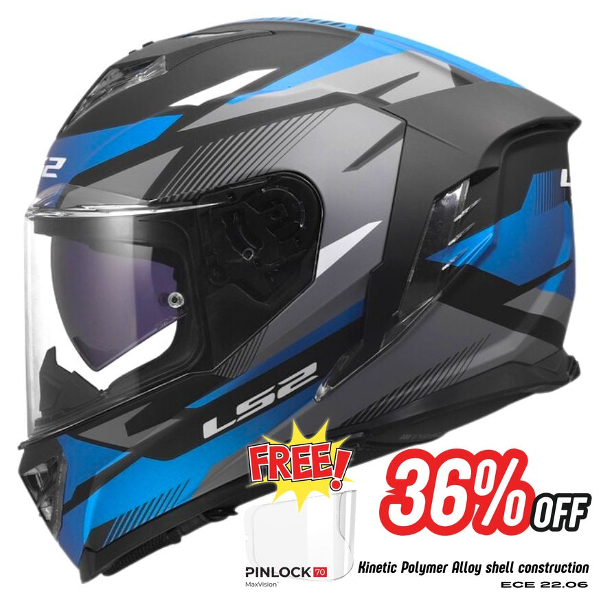 LS2 LS2 FF818 STORM III KOMAI BLACK BLUE - Front View