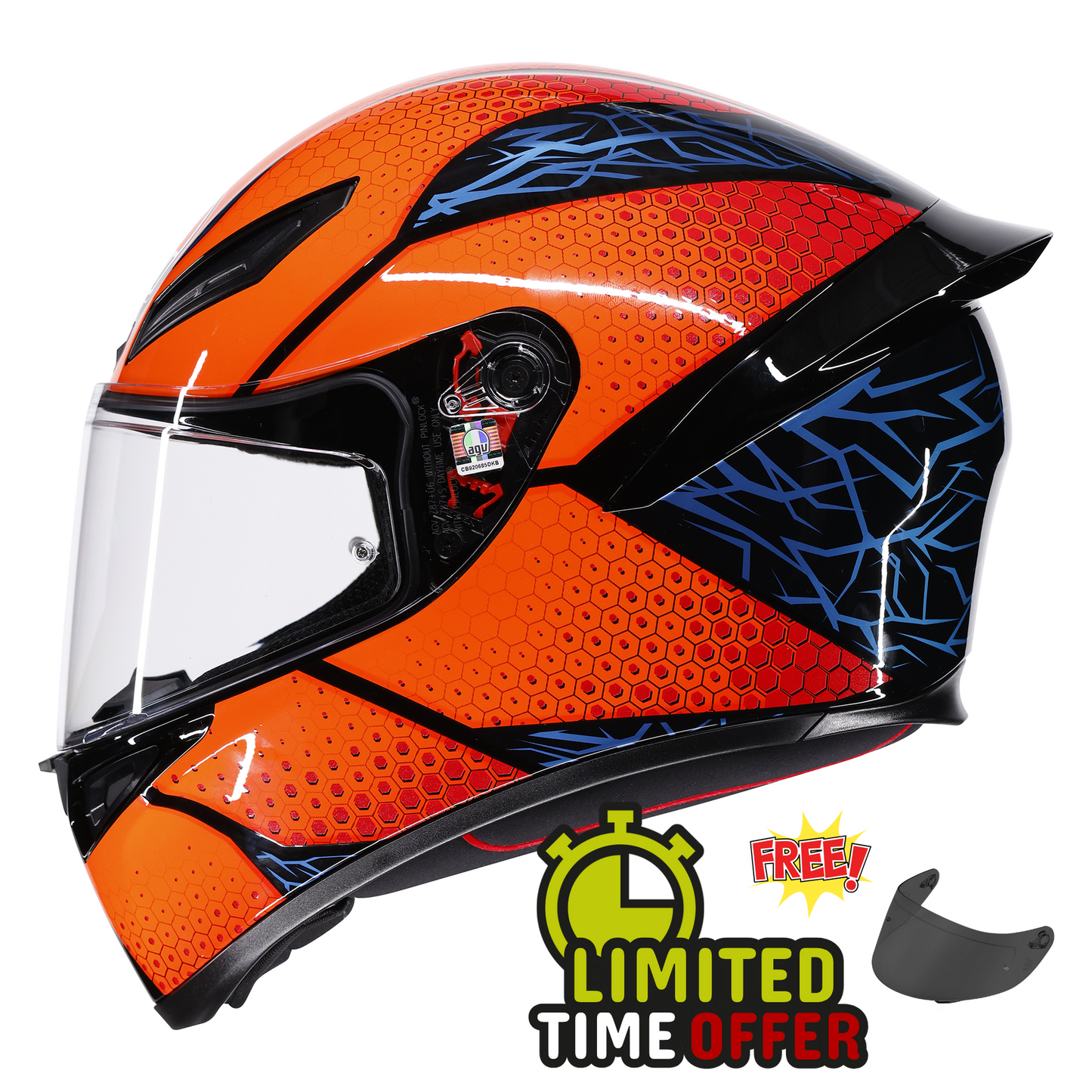 AGV AGV K1-S Speedarmour Black / Orange / Blue - Front View