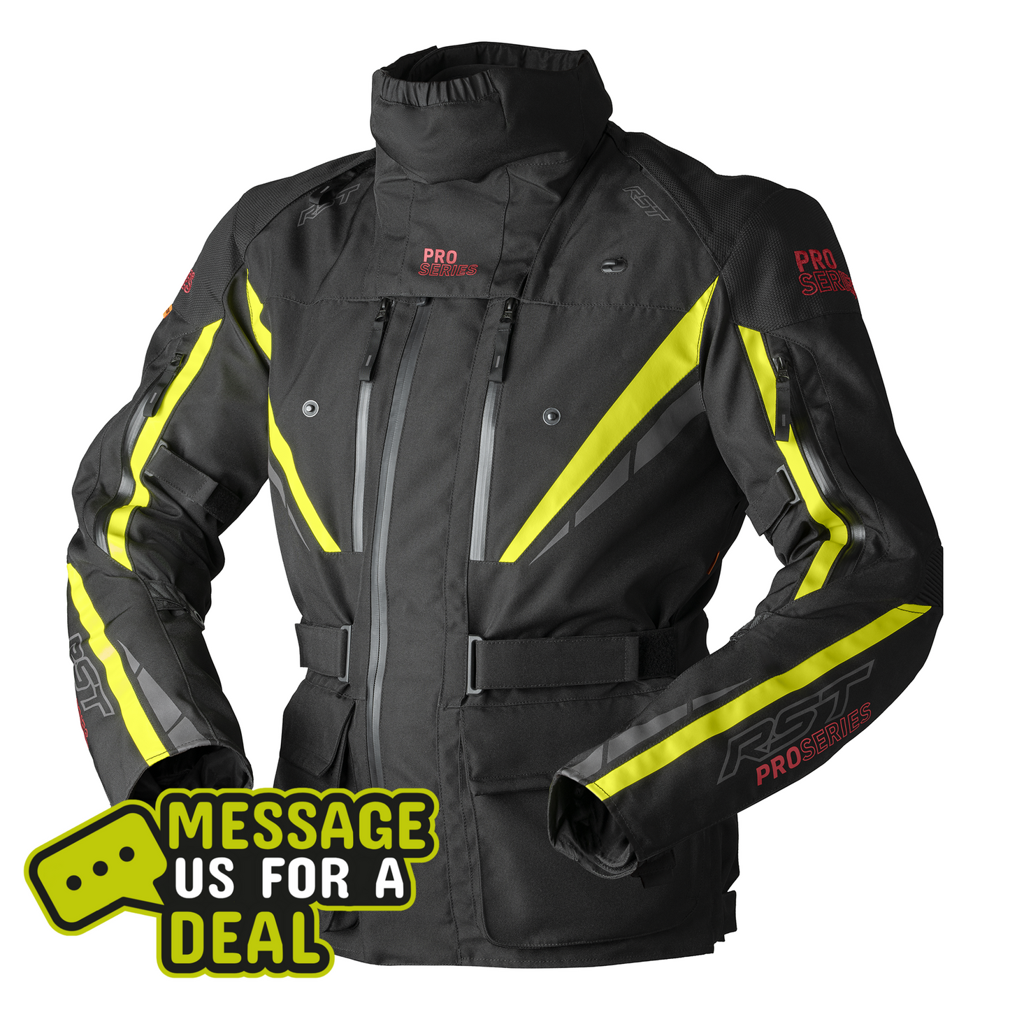 RST RST Pro Series Paragon D30 Textile Jacket - Black / Flo Yellow - Front View