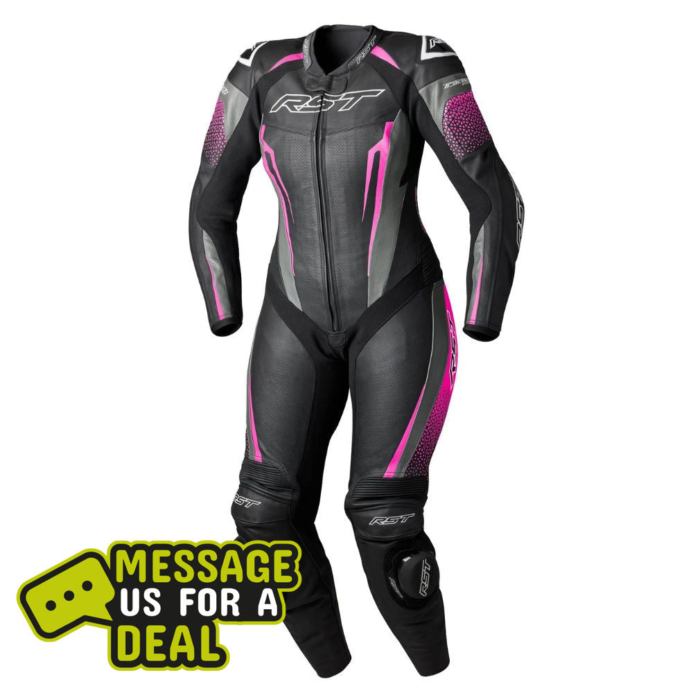 RST RST Tractech Evo D30 Leather Suit Pink - Front View