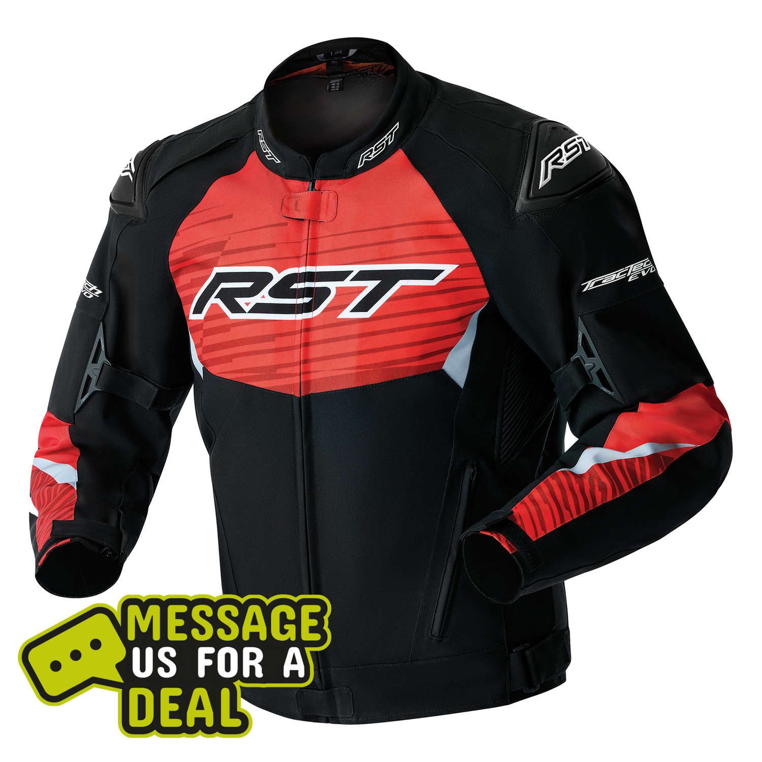 RST Tractech Evo D3O Men's Textile Jacket - Black / Flo Red