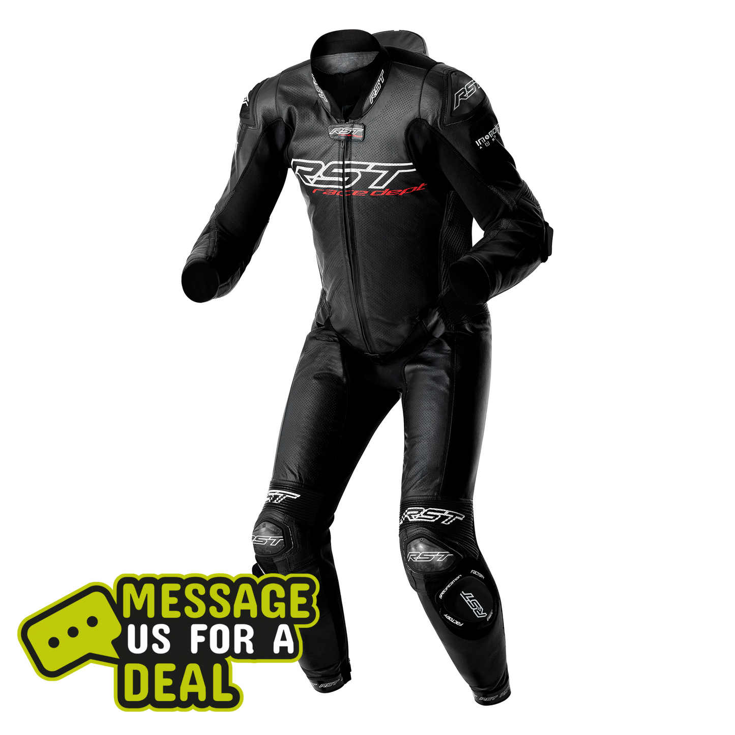 RST Race Dept V4.2 D3O Airbag Kangaroo One Piece Leather Race Suit - Black