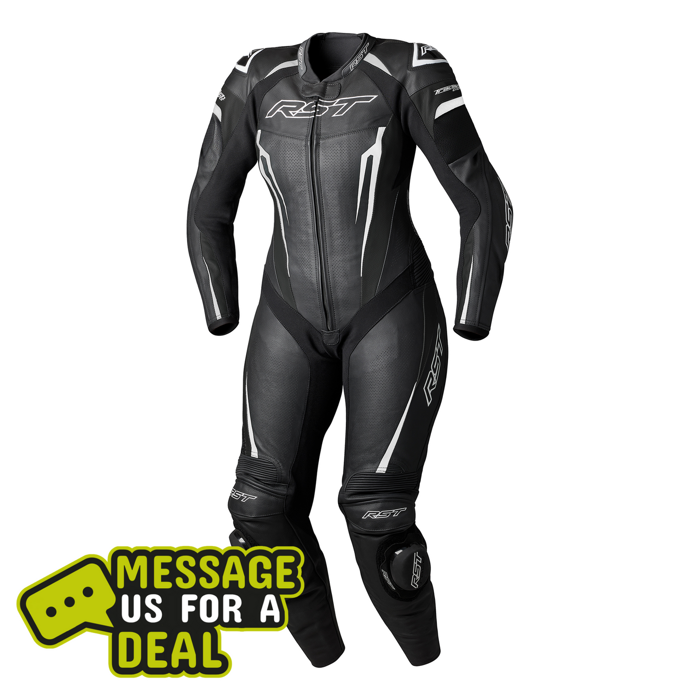 RST Tractech Evo D3O Ladies Leather Suit  Black/White