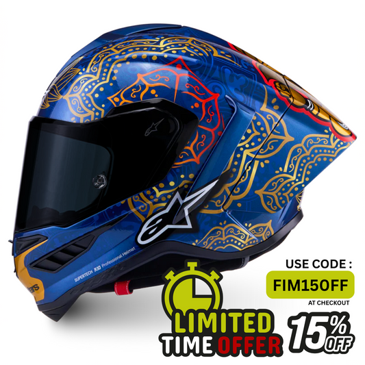 Alpinestars Supertech R10 Martinator Thai (Marthainator) Helmet (Limited Edition) Blue Black Red Gold Glossy