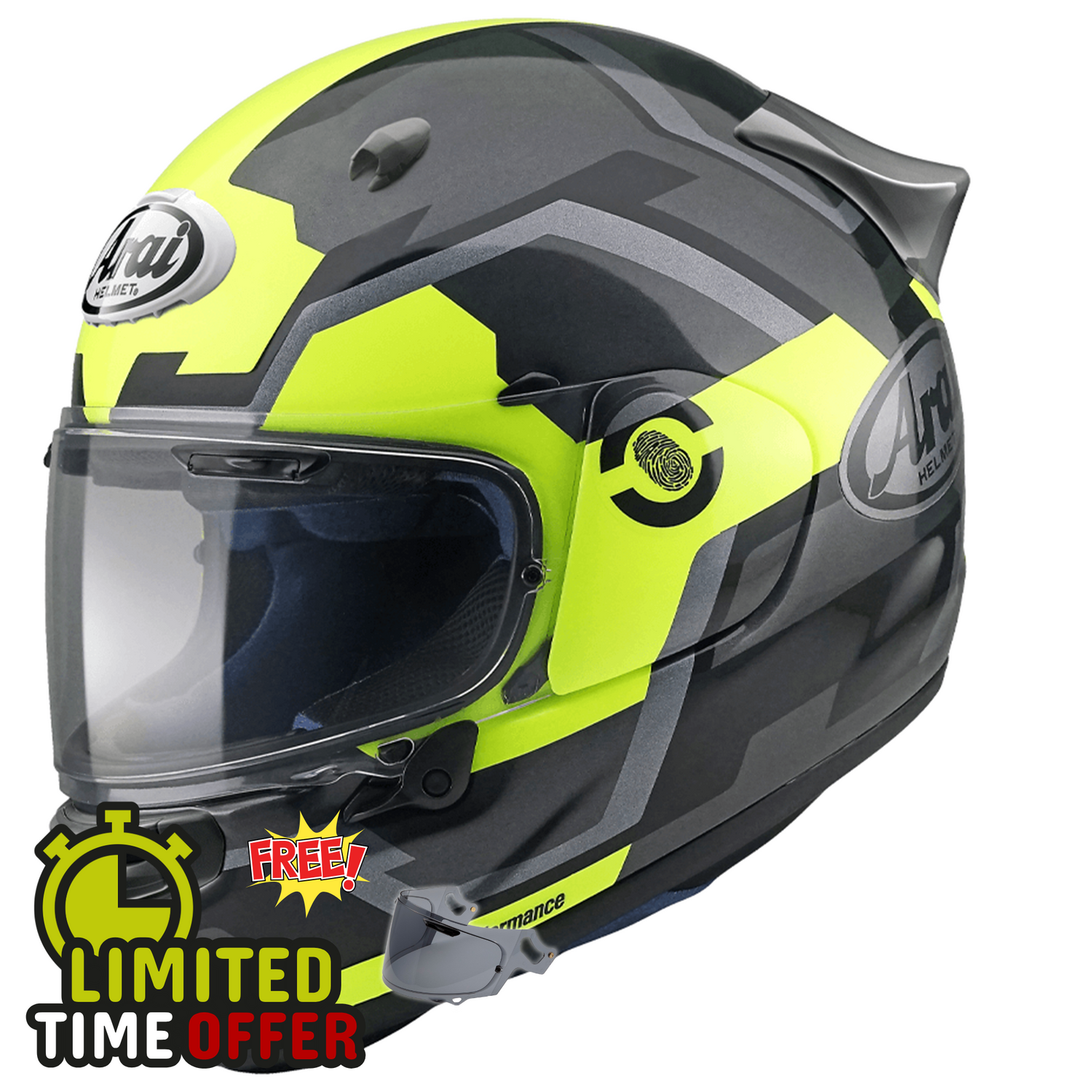 Arai Arai Quantic - Face Fluo Yellow - Front View