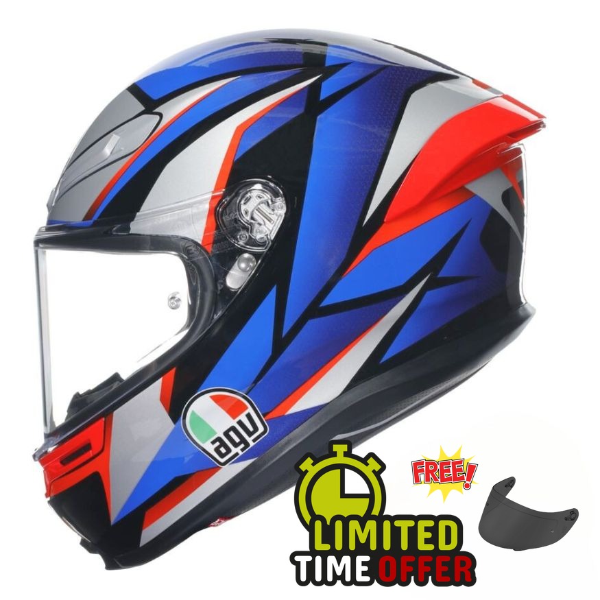 AGV AGV K6-S Slashcut - Black/Blue/Red - Front View
