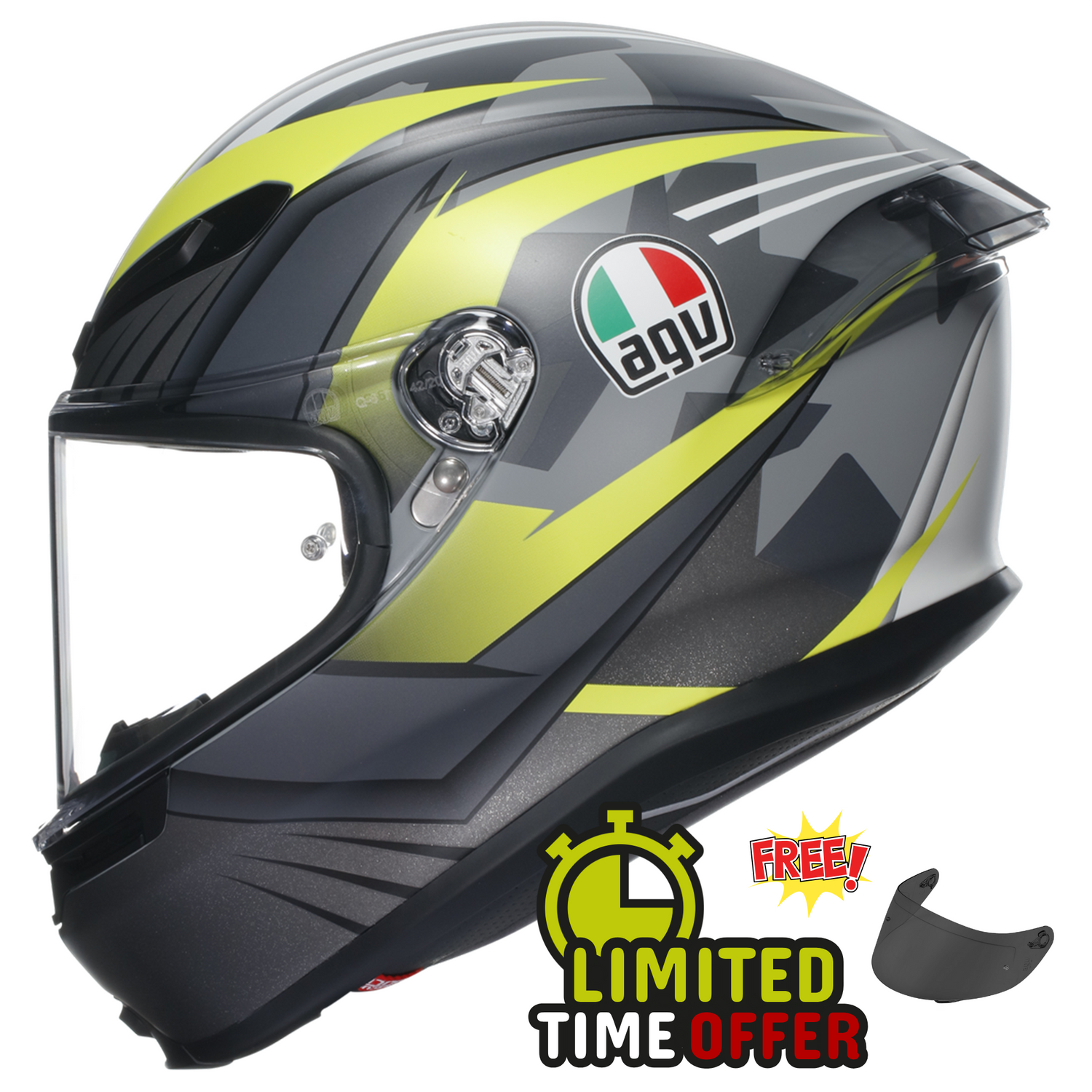 AGV AGV K6-S Excite - Grey/Flo Yellow - Front View