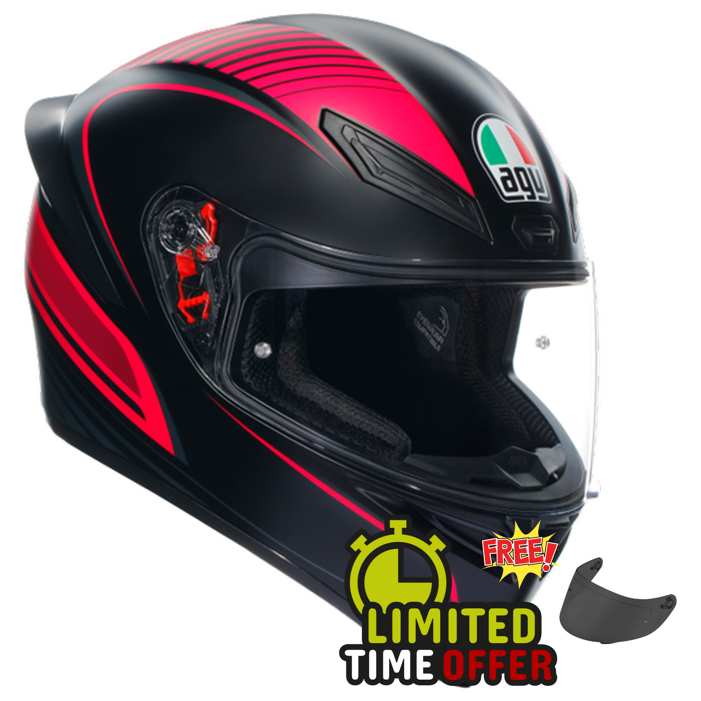 AGV AGV K1-S Warm Up - Black/Pink - Front View