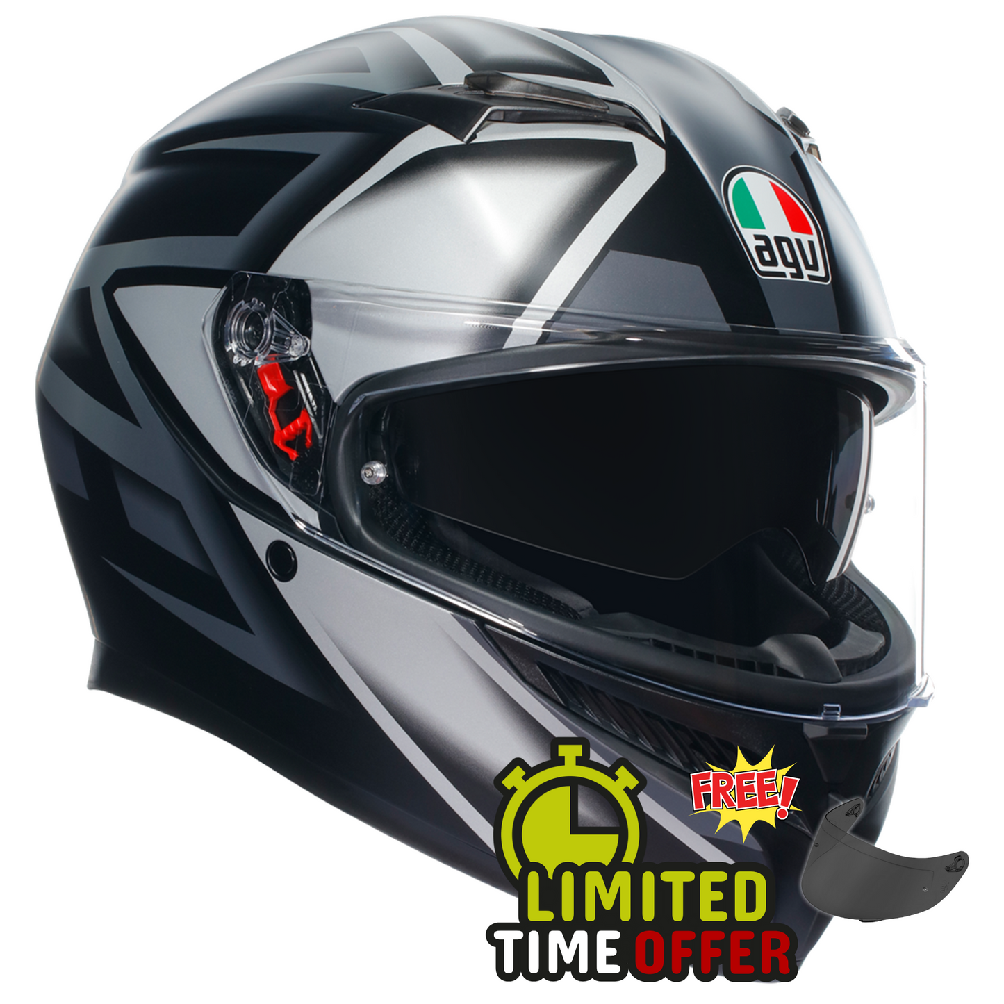 AGV AGV K3 Compound - Matt Black/Grey - Front View