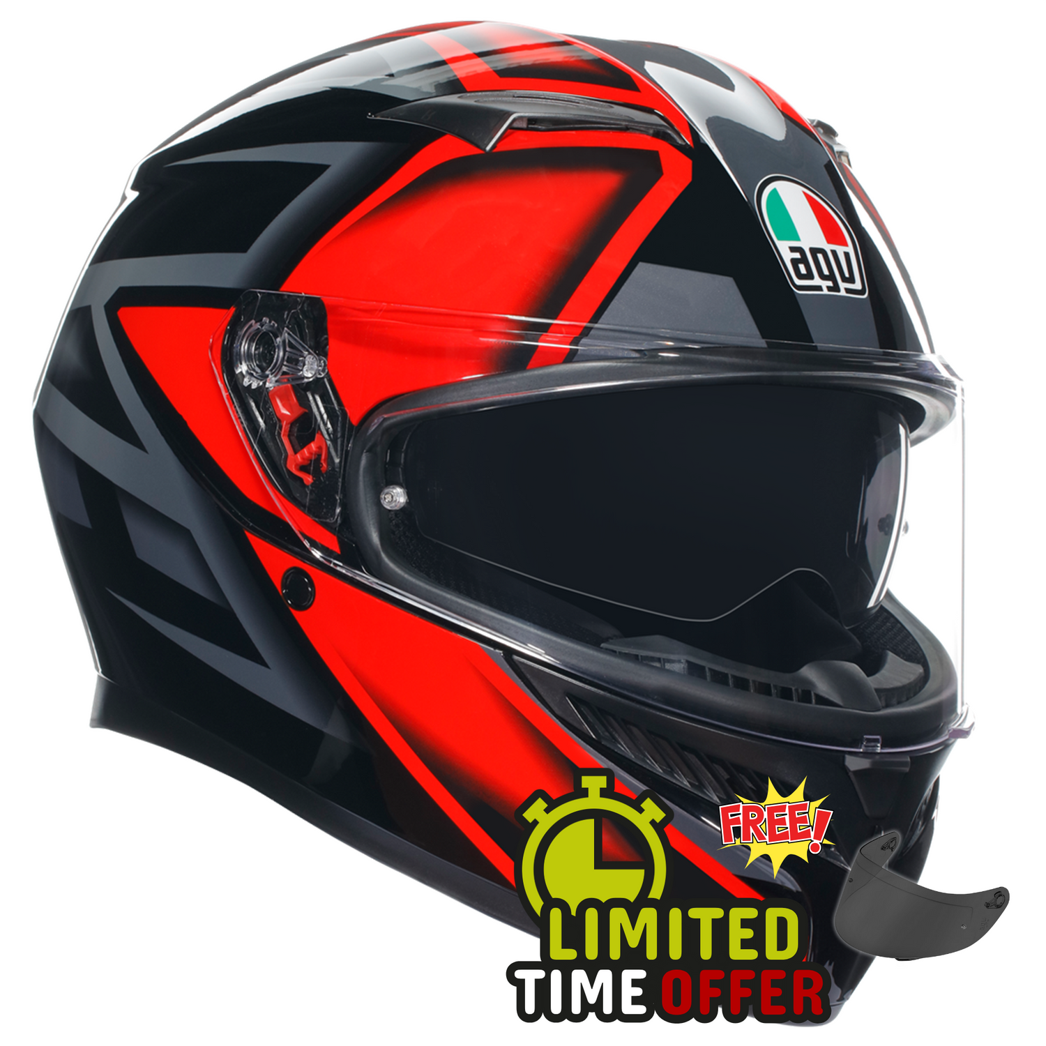 AGV AGV K3 Compound - Black/Red - Front View