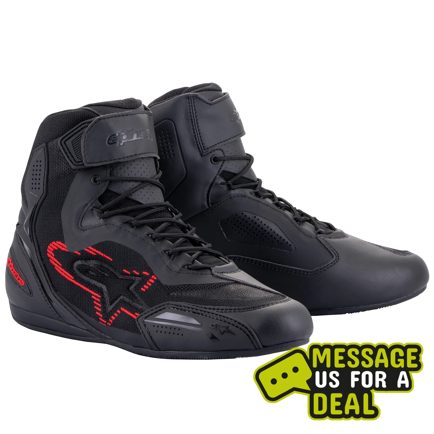 Alpinestars Alpinestars Faster-3 Ride Knit Shoes - Black/Dark Grey/Bright Red - Front View