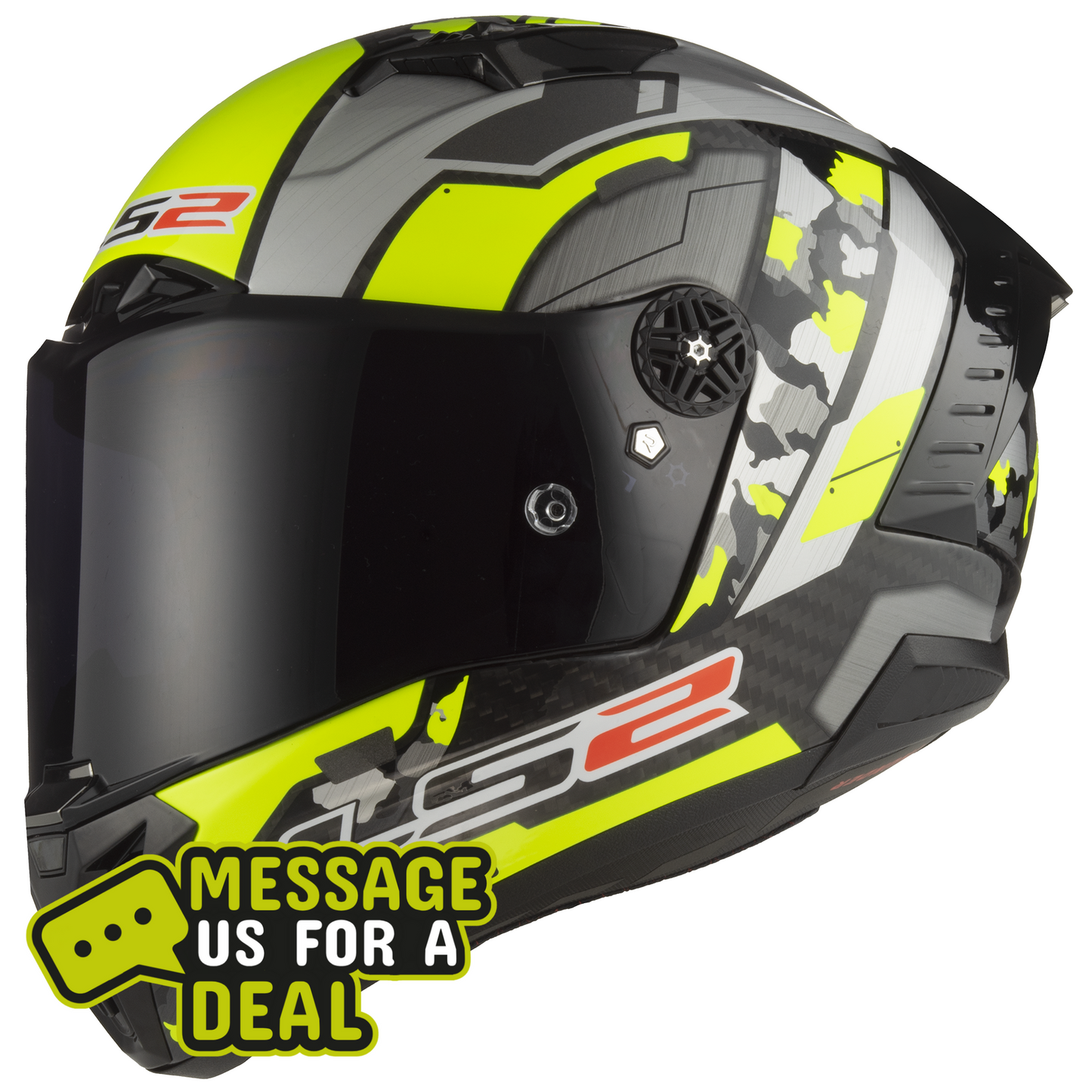 LS2 LS2 FF805 Thunder Carbon - Space Hi-Vis Yellow Grey(Includes Additional Dark Visor) - Front View