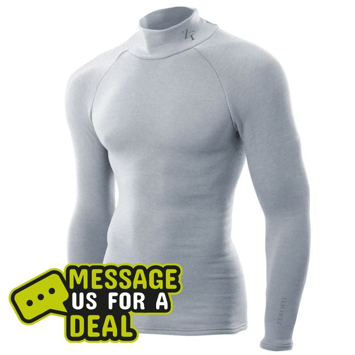 Zerofit Zero Fit  Ultimate Heat Hub Base Layer Mock Neck. Long Sleeve -Grey - Front View