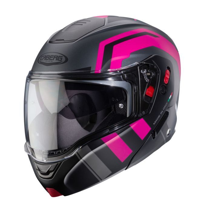 Caberg Caberg Horus X Road Matt Gun Metal/Fuchsia/Black Helmet S/O - Front View